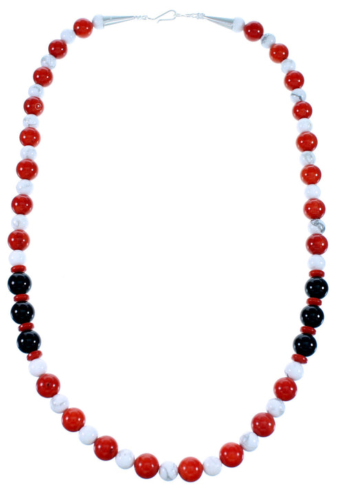 Multicolor Sterling Silver Navajo Indian Bead Necklace RX112654